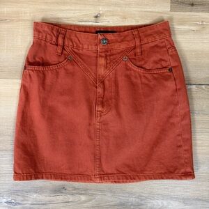 Zara Rust Orange Denim Mini Skirt | Size XS